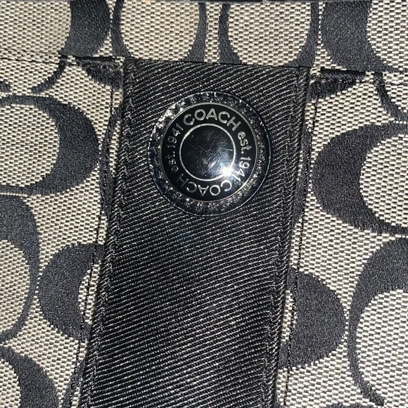 Coach Lg wristlet black & tan signature logo or small purse bag - Picture 3 of 12